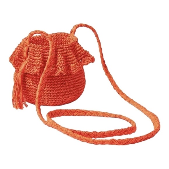 RHODE x Target Crochet Bucket Bag Dark Orange Boho Beach Vacation Ruffle - Picture 1 of 9